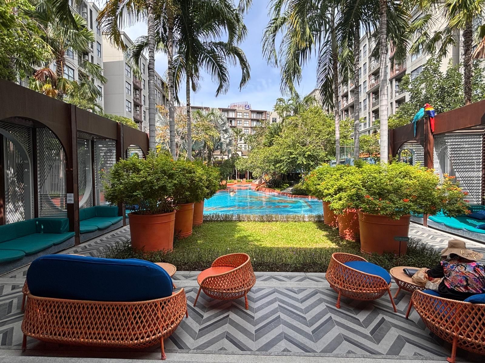 A poolside courtyard at a Hua Hin condo, one example of the accommodation on the vetted shortlist.